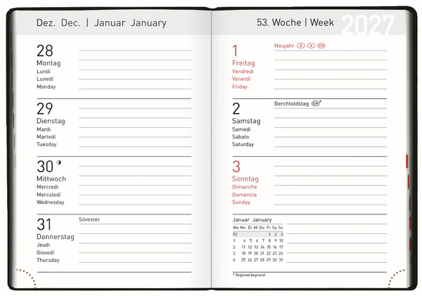 Mini-Timer blau 2027, Innenansicht #1