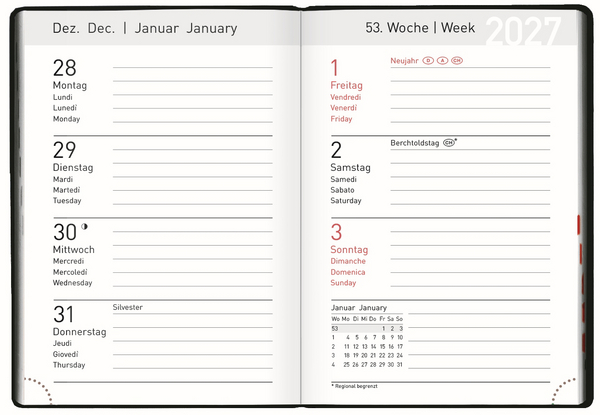 Mini-Timer PVC schwarz 2027, Innenansicht #1