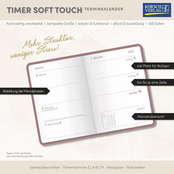 Timer Soft Touch morgenrot 2027, Innenansicht #17