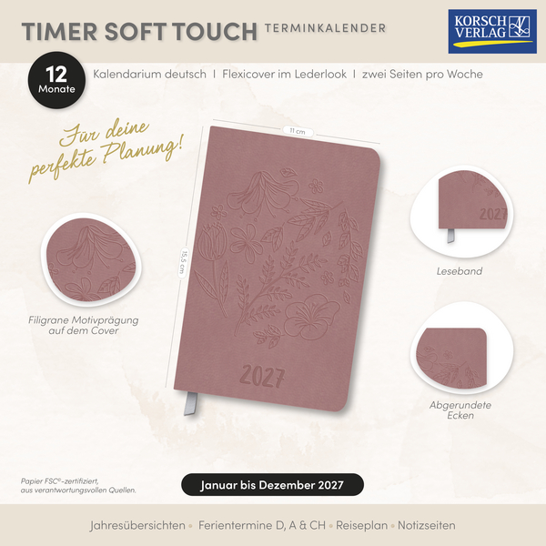 Timer Soft Touch morgenrot 2027, Innenansicht #18