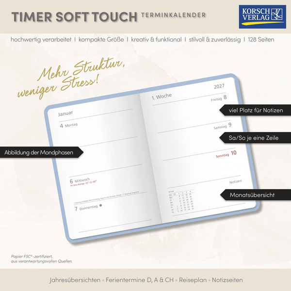 Timer Soft Touch hellblau 2027, Innenansicht #17