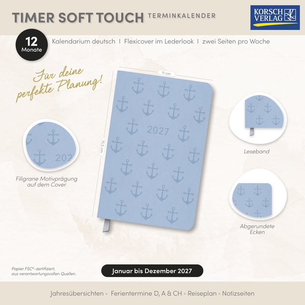 Timer Soft Touch hellblau 2027, Innenansicht #18