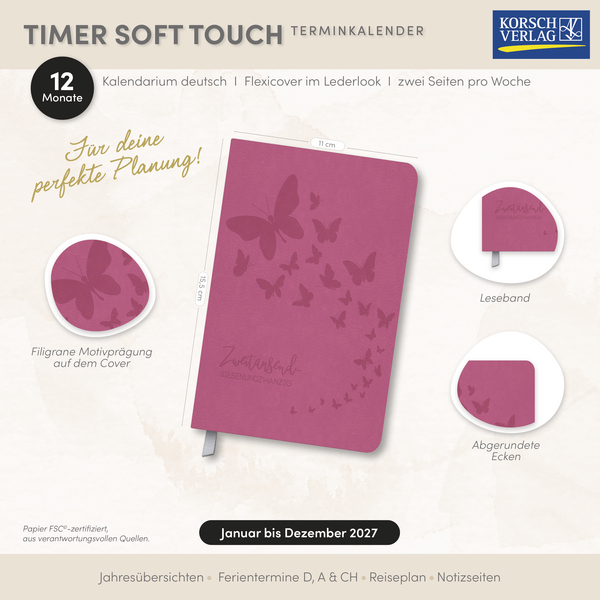 Timer Soft Touch magenta 2027, Innenansicht #18