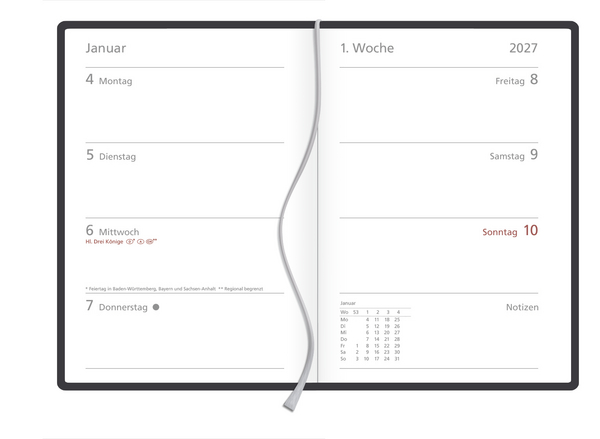 Timer Soft Touch nachtblau 2027, Innenansicht #1