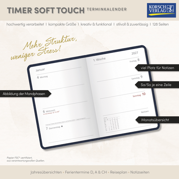 Timer Soft Touch nachtblau 2027, Innenansicht #17