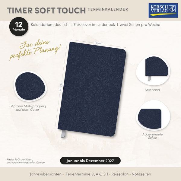 Timer Soft Touch nachtblau 2027, Innenansicht #18