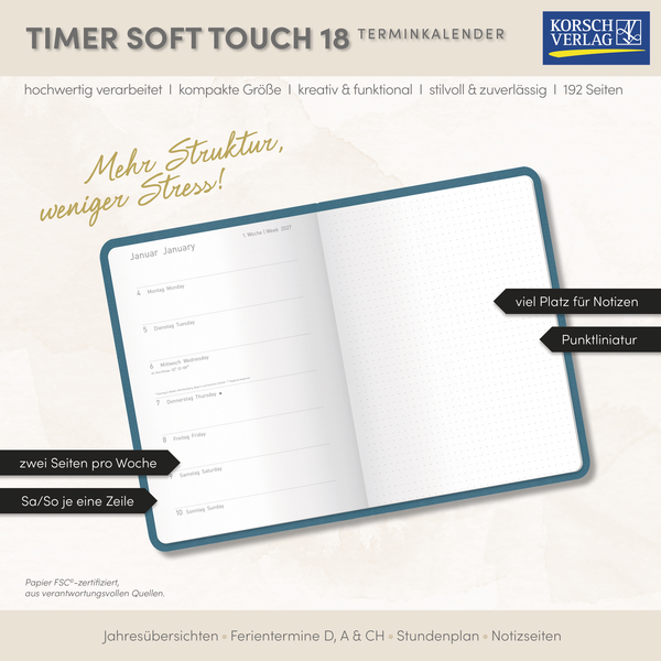 Timer Soft Touch 18 Monate petrol 2027/2028, Innenansicht #17