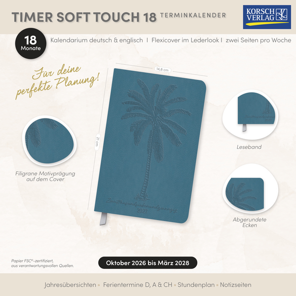 Timer Soft Touch 18 Monate petrol 2027/2028, Innenansicht #18