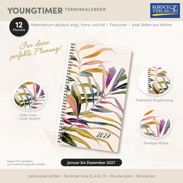 Taschenkalender Youngtimer Palmbl&auml;tter 2027, Innenansicht #18