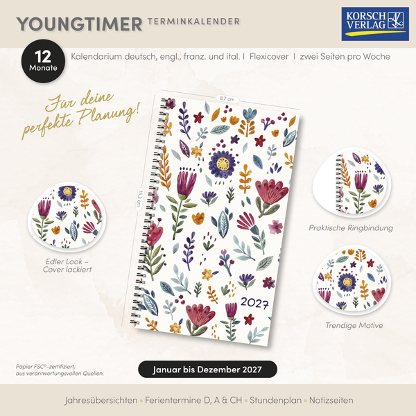 Taschenkalender Youngtimer Flowers 2027, Innenansicht #18