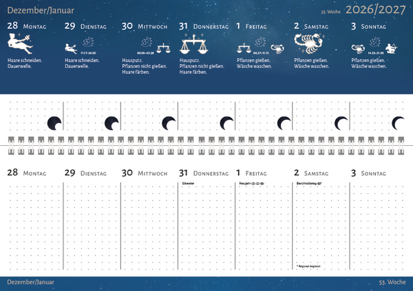 Tischquerkalender Mond 2027, Innenansicht #1