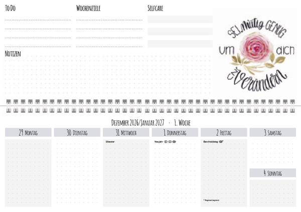 Tischquerkalender Selfcare 2027, Innenansicht #1