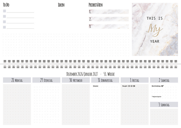 Tischquerkalender Marble 2027, Innenansicht #1