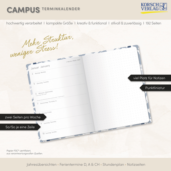 Terminkalender Campus Bl&auml;tter 18 Monate 2027/2028, Innenansicht #17