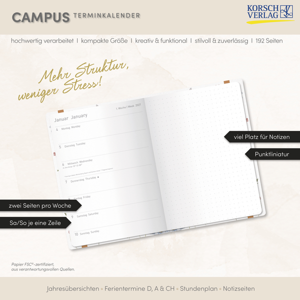 Terminkalender Campus Schmetterlinge 18 Monate 2027/2028, Innenansicht #17