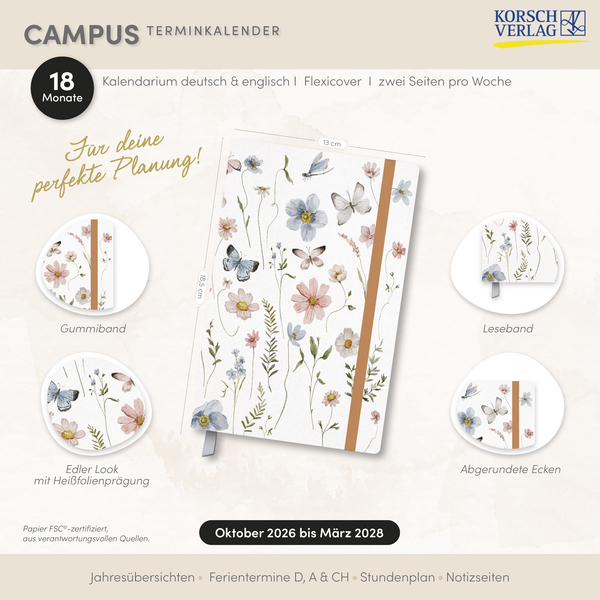 Terminkalender Campus Schmetterlinge 18 Monate 2027/2028, Innenansicht #18