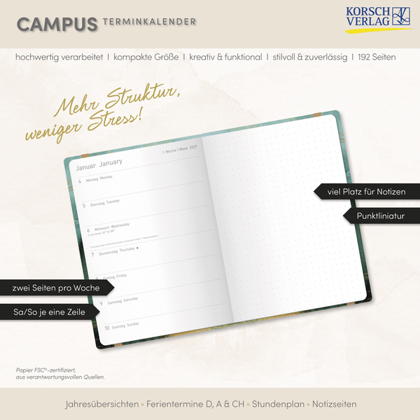 Terminkalender Campus Smaragd 18 Monate 2027/2028, Innenansicht #17