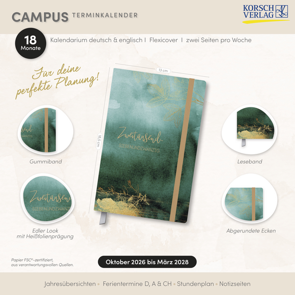 Terminkalender Campus Smaragd 18 Monate 2027/2028, Innenansicht #18
