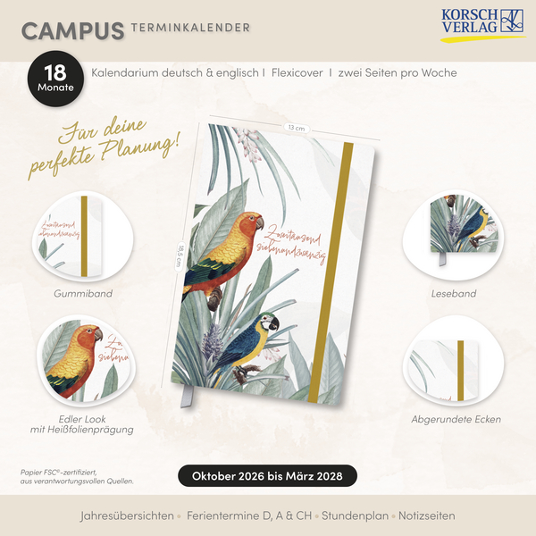 Terminkalender Campus Papagei 18 Monate 2027/2028, Innenansicht #18