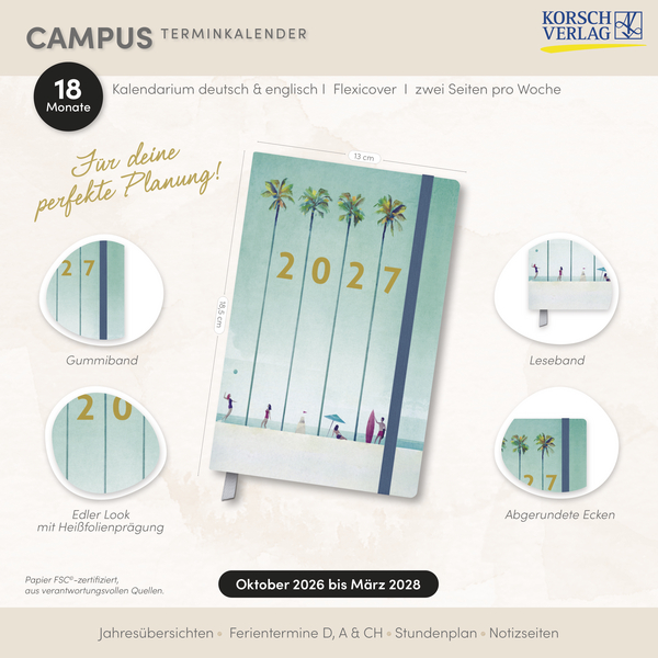 Terminkalender Campus Palmen 18 Monate 2027/2028, Innenansicht #18