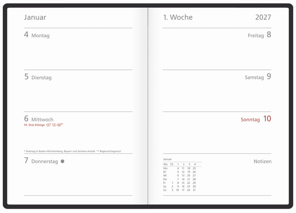Wochentimer Colour gr&uuml;n 2027, Innenansicht #1
