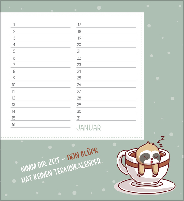 Geburtstagskalender Happy Mind, Innenansicht #1