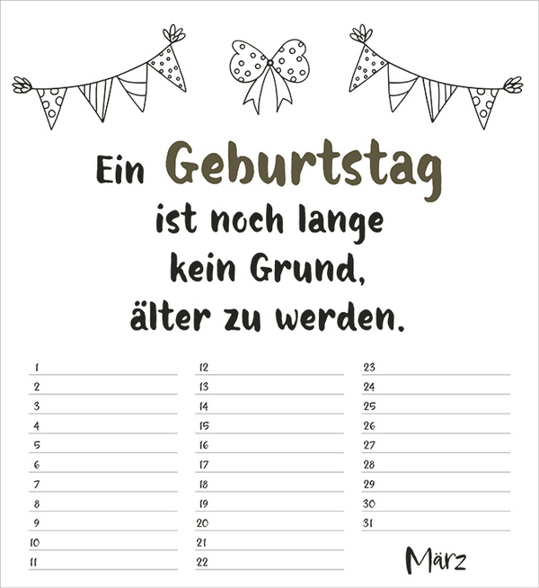 Geburtstagskalender Visual Words, Innenansicht #3