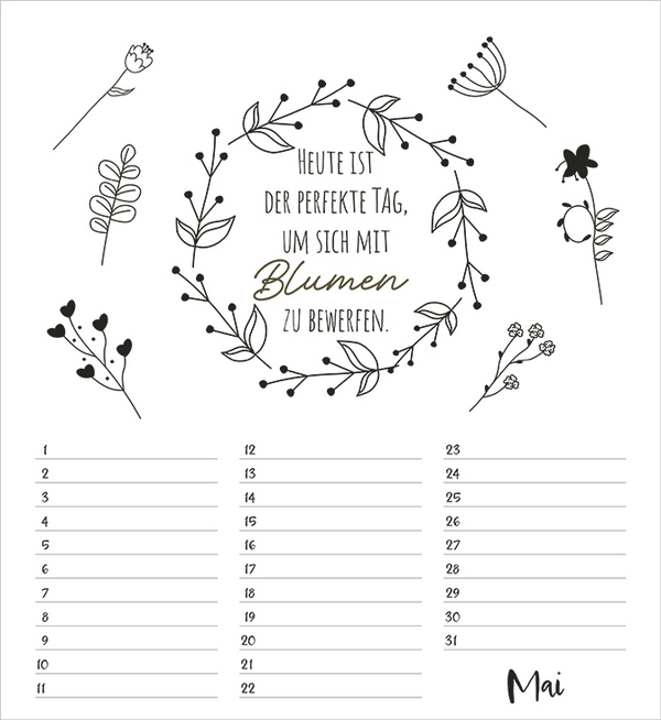 Geburtstagskalender Visual Words, Innenansicht #5