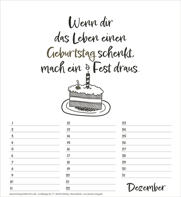 Geburtstagskalender Visual Words, Innenansicht #12