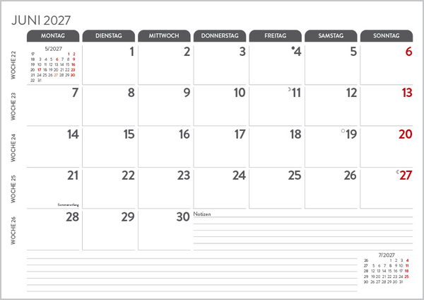 Monatsplaner 2027, Innenansicht #6