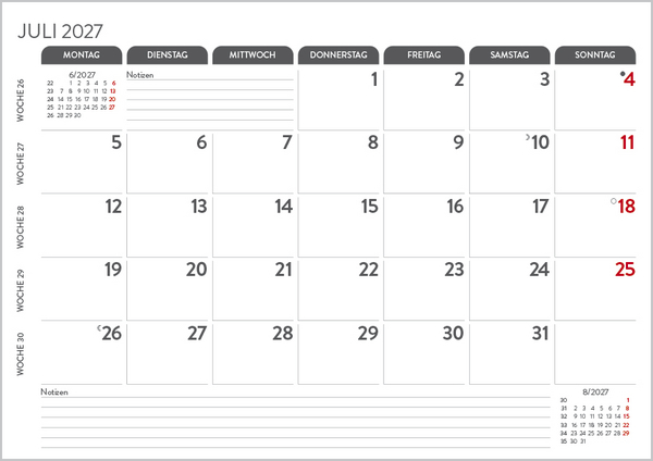 Monatsplaner 2027, Innenansicht #7