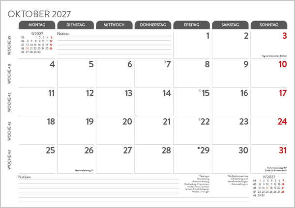 Monatsplaner 2027, Innenansicht #10