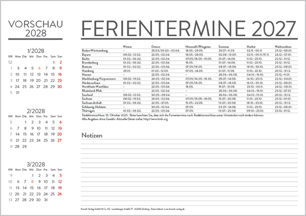 Monatsplaner 2027, Innenansicht #13