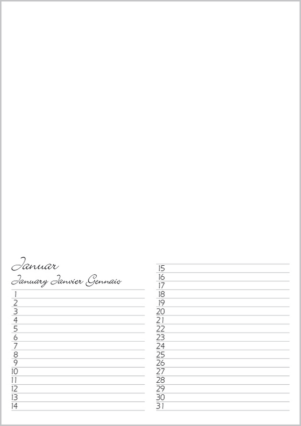 FMB Geburtstagskalender A4, Innenansicht #1