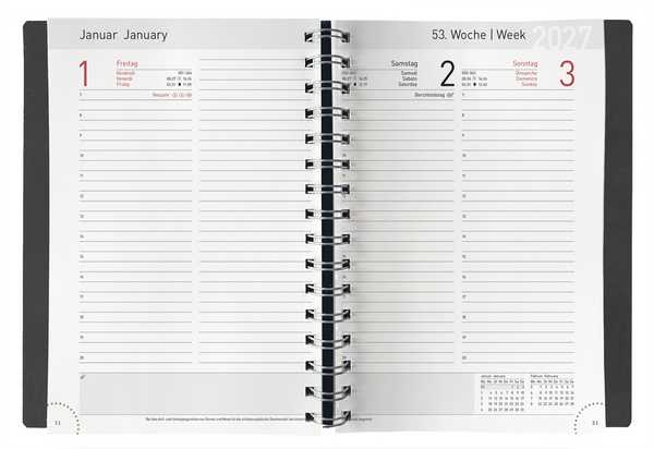 Chef-Timer Leder schwarz 2027, Innenansicht #1