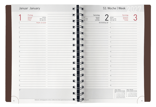 Chef-Timer Leder braun 2027, Innenansicht #1