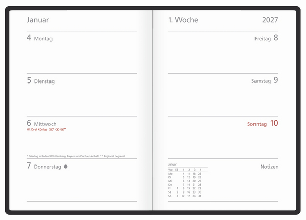 Wochentimer Colour anthrazit 2027, Innenansicht #1