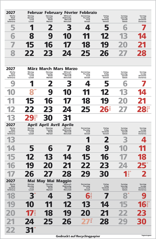 4-Monats-Planer Comfort Recyclingpapier 2027, Innenansicht #3