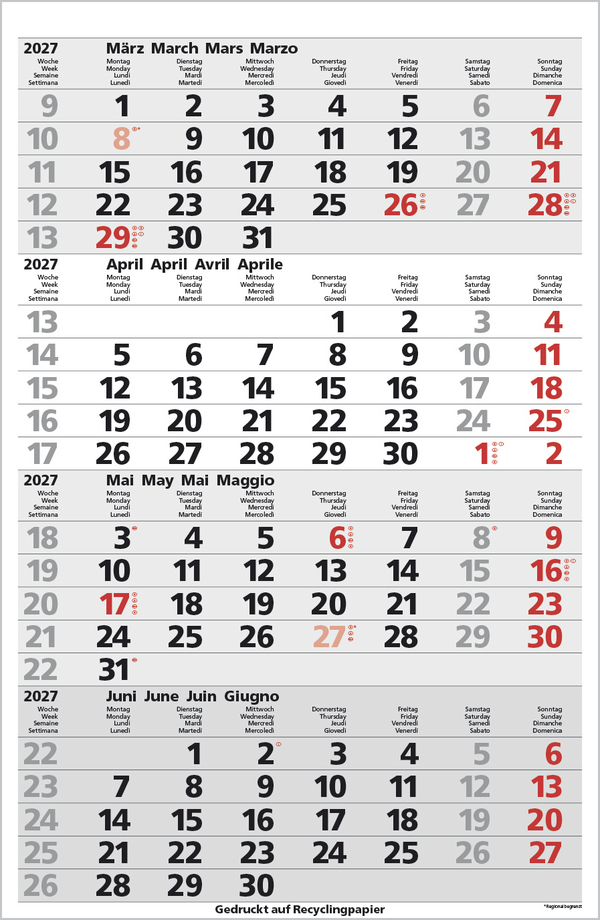 4-Monats-Planer Comfort Recyclingpapier 2027, Innenansicht #4