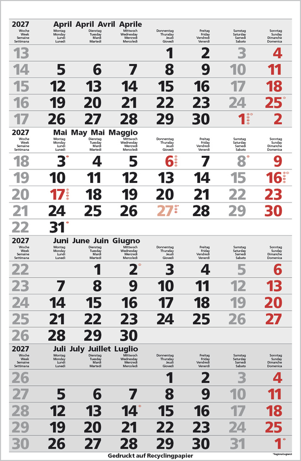 4-Monats-Planer Comfort Recyclingpapier 2027, Innenansicht #5