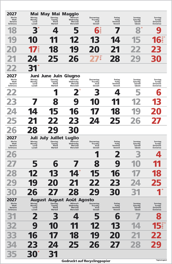 4-Monats-Planer Comfort Recyclingpapier 2027, Innenansicht #6