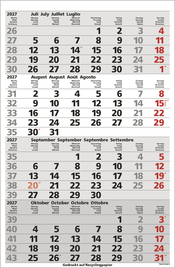 4-Monats-Planer Comfort Recyclingpapier 2027, Innenansicht #8