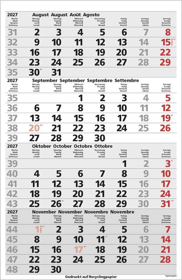 4-Monats-Planer Comfort Recyclingpapier 2027, Innenansicht #9