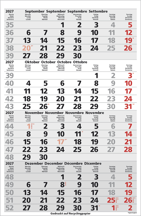 4-Monats-Planer Comfort Recyclingpapier 2027, Innenansicht #10