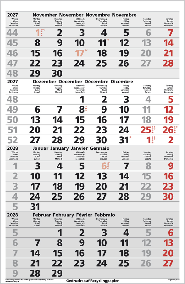 4-Monats-Planer Comfort Recyclingpapier 2027, Innenansicht #12